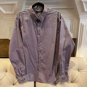 Bf: Theory Men’s Size XXL Purple Blue Gingham Button down Dress shirt